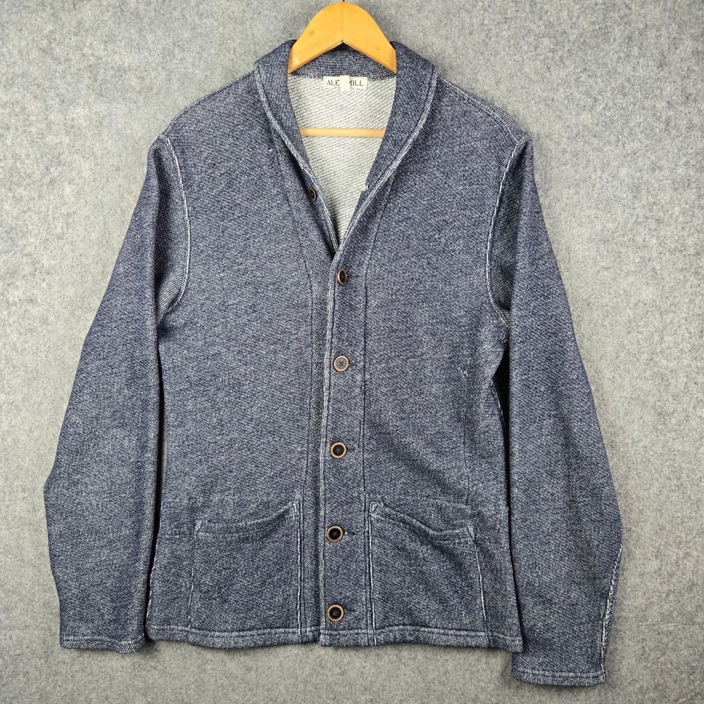 Alex Mill Cardigan Mens Small Blue Shawl Collar Cotton Knit Sweater Preppy